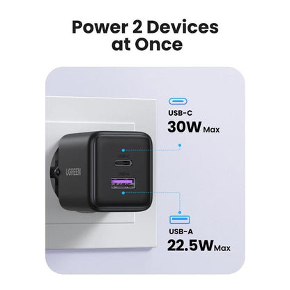 UGREEN X516 Netzladegerät, 30W, 3A, 1 x USB-A - 1 x USB-C, Schwarz