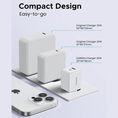 UGREEN X516 Netzladegerät, 30W, 3A, 1 x USB-A - 1 x USB-C, Schwarz