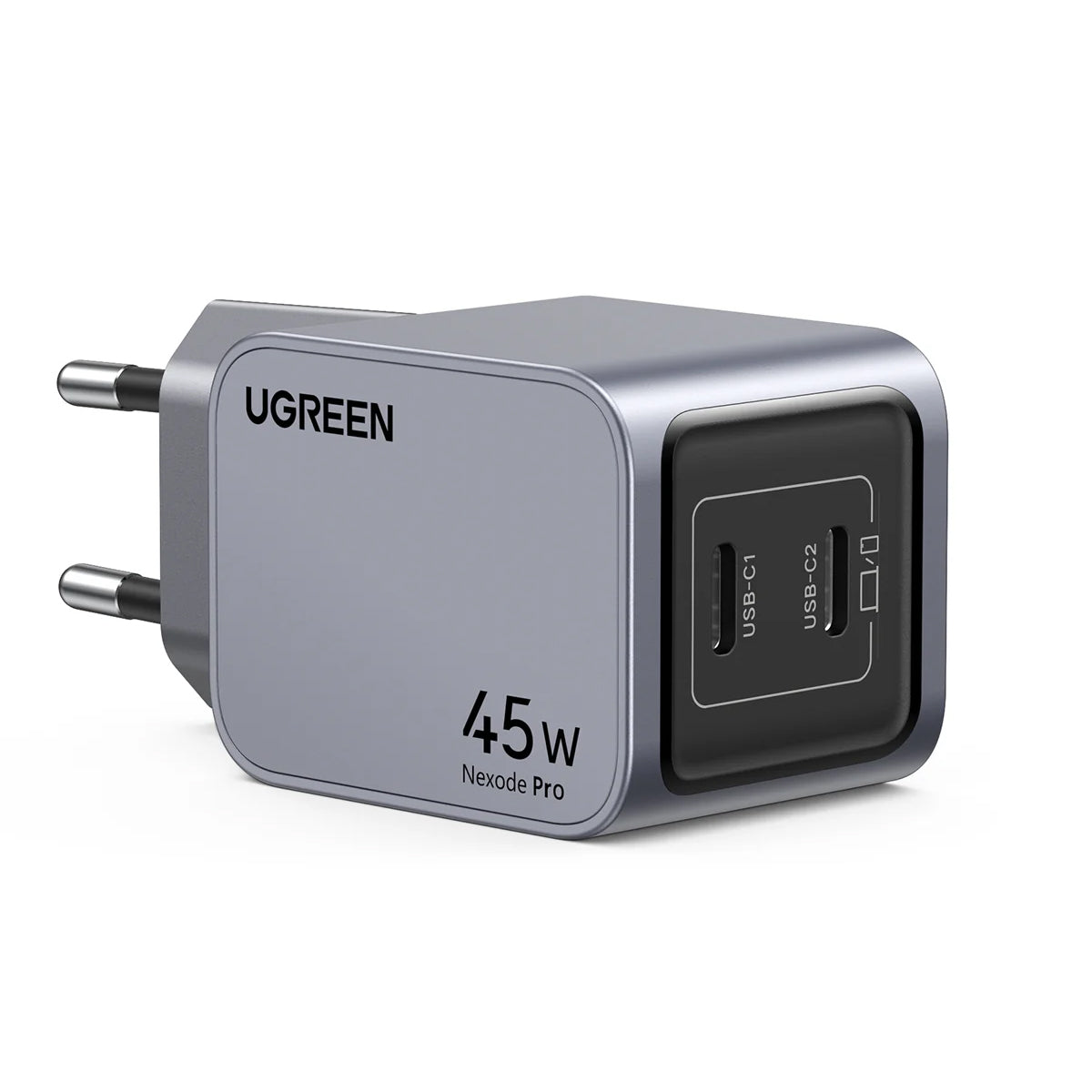 Netzwerk-Ladegerät UGREEN X707 Nexode Pro, 45W, 3A, 2 x USB-C, Grau 