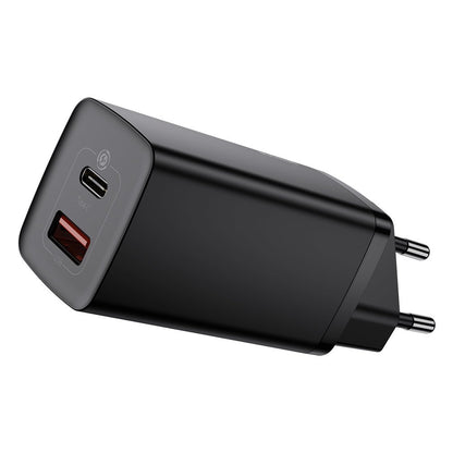 Baseus GaN2 Lite Power Adapter, 65W, 3A, 1 x USB-A - 1 x USB-C, Black CCGAN2L-B01