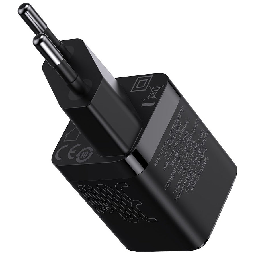 Baseus GaN3 Network Charger, 30W, 3A, 1 x USB-C, Black CCGN010101