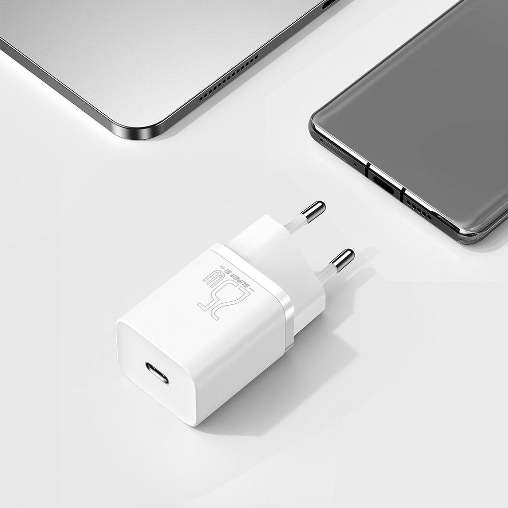 Baseus Super Si Netzwerkladegerät, 25 W, 3 A, 1 x USB-C, Weiß CCSP020102