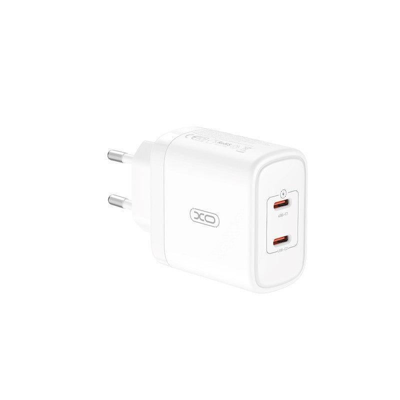 Netzwerkladegerät mit USB-C-Kabel XO Design CE08, 50 W, 3 A, 2 x USB-C, Weiß