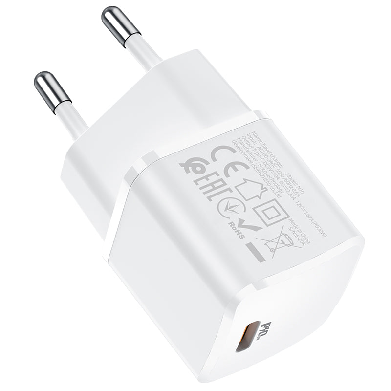 HOCO N10 Netzwerkladegerät, 20 W, 3 A, 1 x USB-C, Weiß 