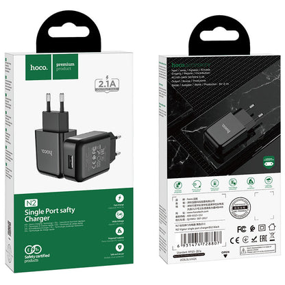 HOCO N2 Netzwerkladegerät, 10 W, 2 A, 1 x USB-A, Schwarz