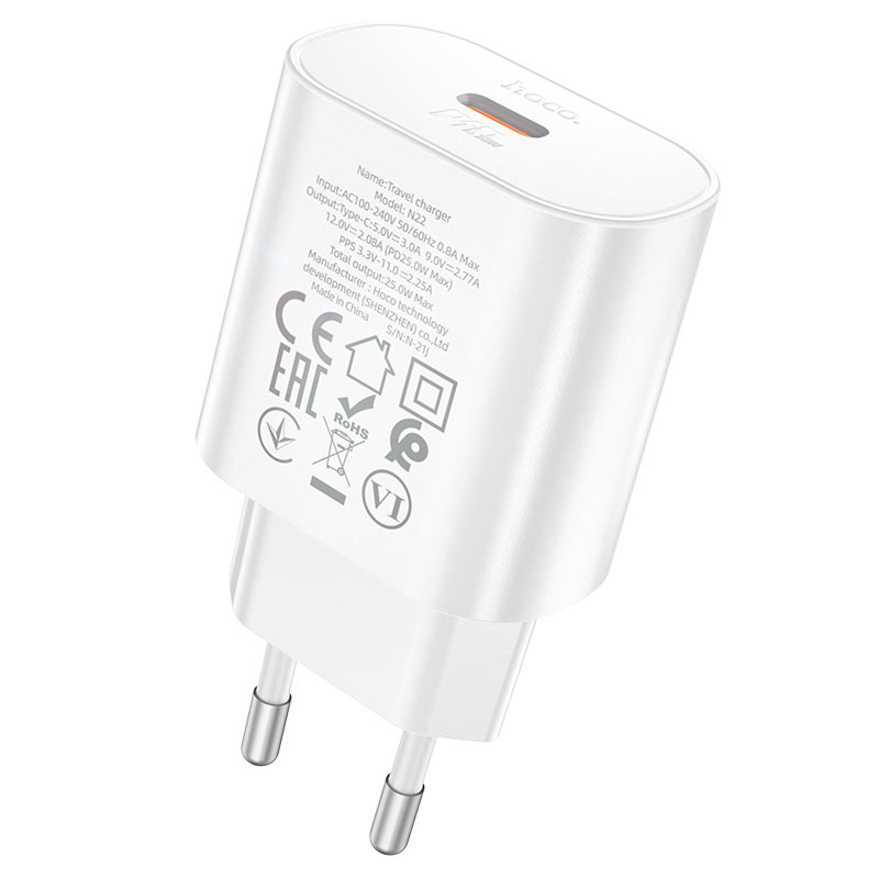 HOCO Jetta N22 Netzwerkladegerät, 25 W, 3 A, 1 x USB-C, Weiß