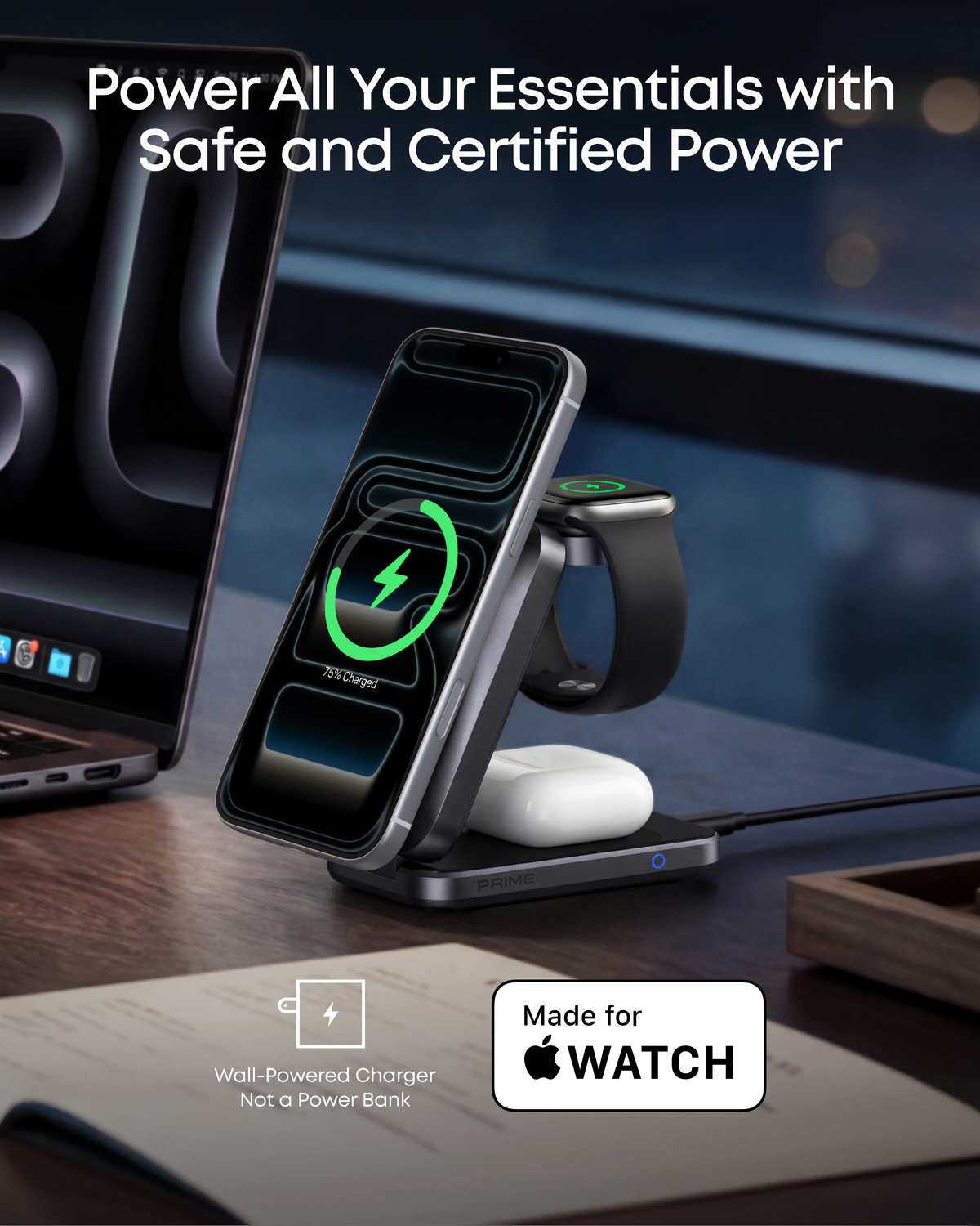 Anker Prime MagGo 3in1 Wireless Netzladegerät, 25W, Schwarz A25N1
