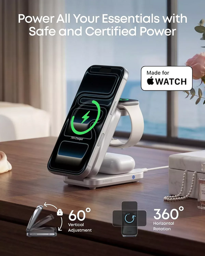 Anker Prime MagGo 3in1 Wireless Netzladegerät, 25W, Weiß B25N1G21