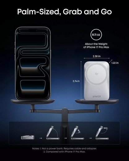 Anker Prime MagGo 3in1 Wireless Netzladegerät, 25W, Weiß B25N1G21