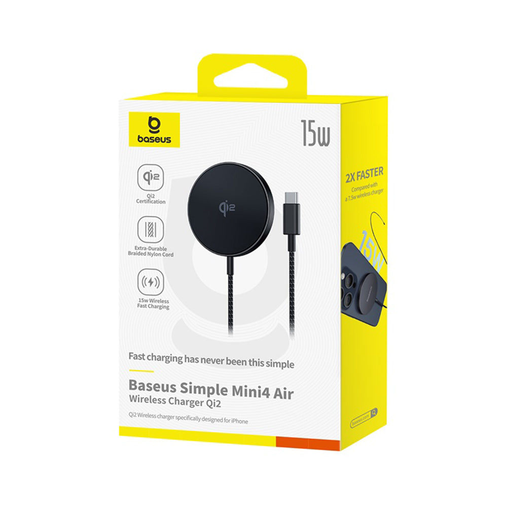 Baseus Simple Mini4 Air Wireless Netzladegerät, 15W, 1.67A, Schwarz P10278200111-00