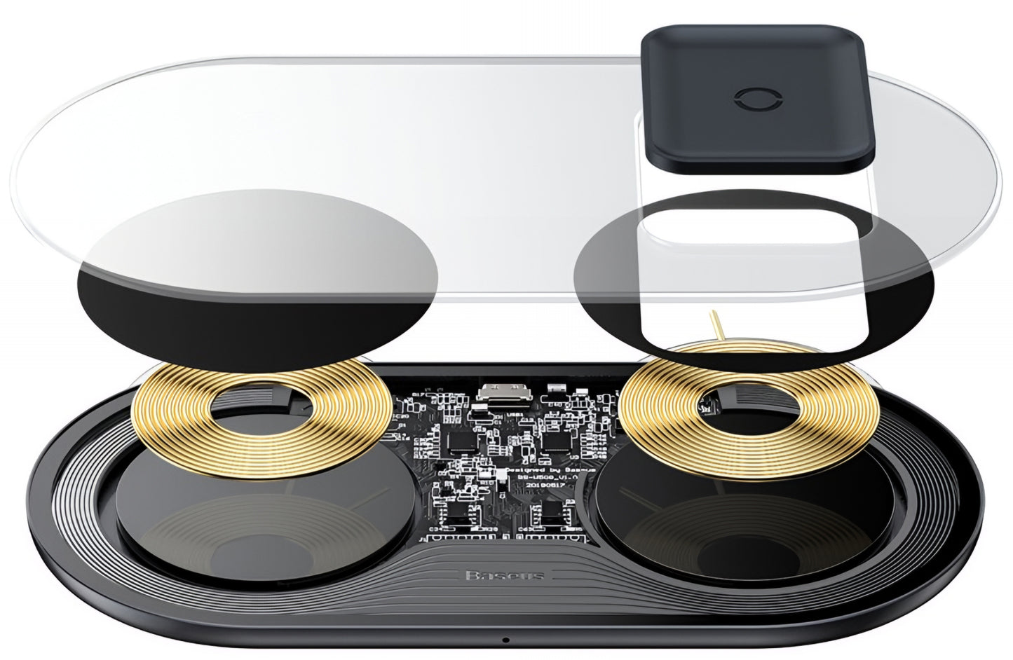 Baseus Simple 2in1 Wireless Netzladegerät, 15W, 1.67A, Transparent WXJK-A01