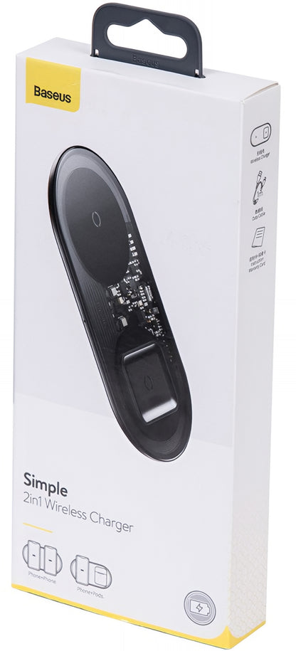 Baseus Simple 2in1 Wireless Netzladegerät, 15W, 1.67A, Transparent WXJK-A01