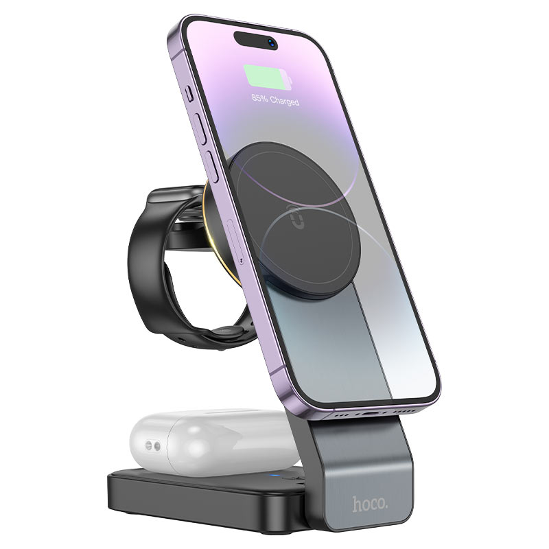 Drahtlos-Netzladegerät HOCO CQ3 3in1, 15W, 1.67A, Schwarz