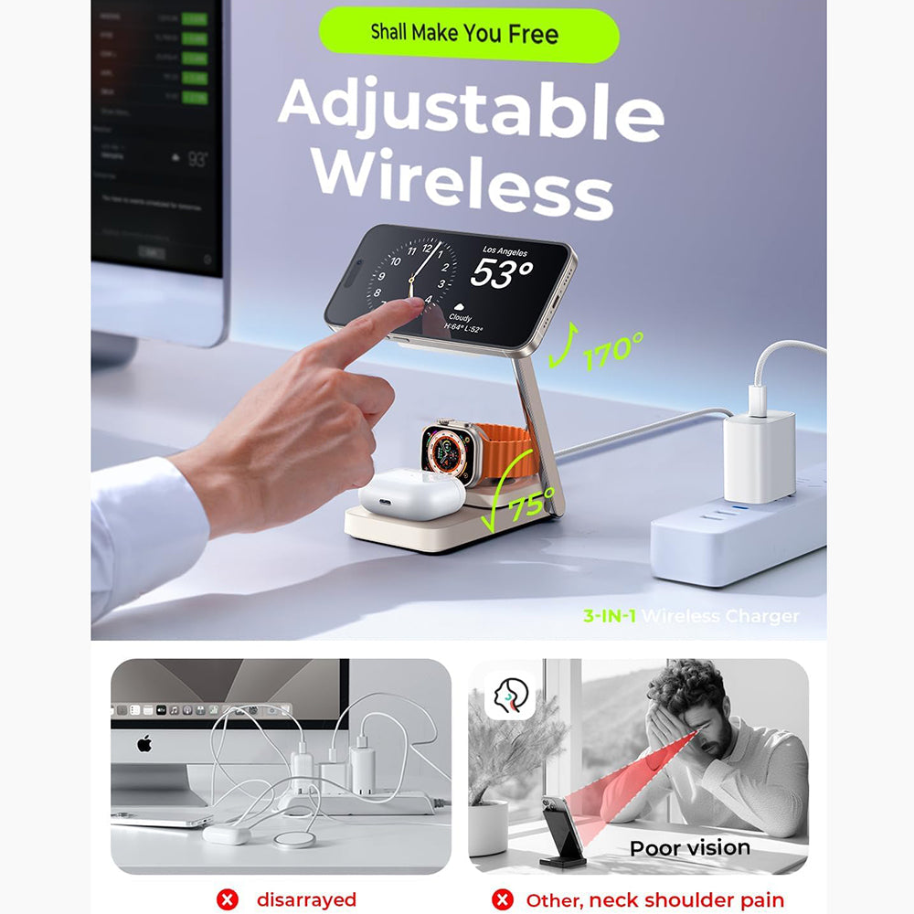 Wireless-Netzteil Lisen 3in1, 15W, 1,67A, Weiß YL0223110006
