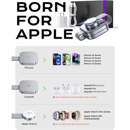 Lisen 3in1 Wireless Network Charger, 15W, 1.67A, Gray YL0424040001