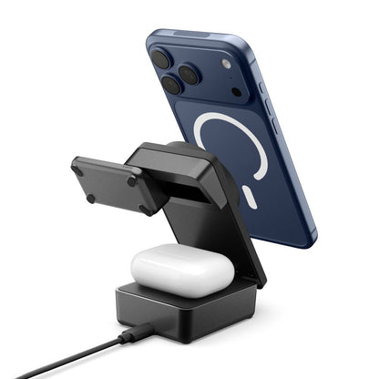 Drahtloses Netzladegerät Spigen EF323MQ Essential 3in1, 25W, Schwarz ACH10398
