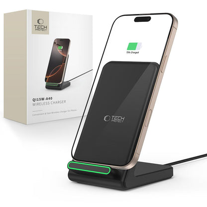 Tech-Protect Wireless Network Charger QI15W-A40, 15 W, 1,67 A, Schwarz