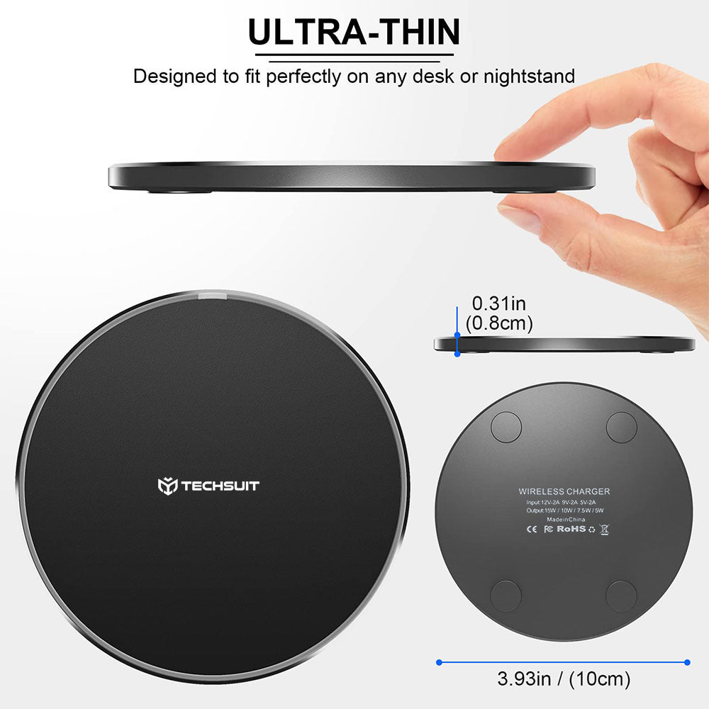 Wireless Netzladegerät Techsuit CHWR031 Premium, 15W, 1.67A, Weiß