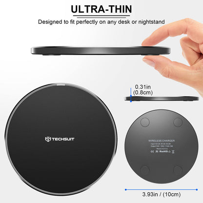 Wireless Netzladegerät Techsuit CHWR031 Premium, 15W, 1.67A, Weiß