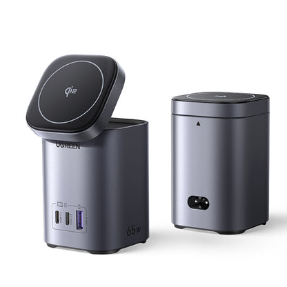 Drahtloses Netzladegerät UGREEN X555 4in1, 65W, 3.25A, 1 x USB-A - 2 x USB-C, Grau