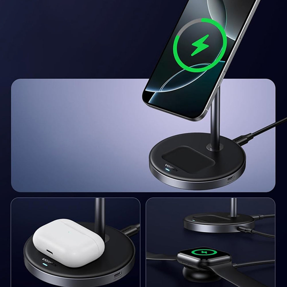 UGREEN W710 3in1 Wireless Netzladegerät, 20W, 1.67A, 1 x USB-C, Schwarz