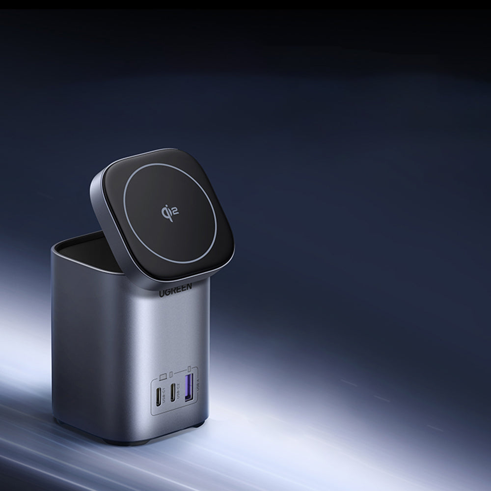 Drahtloses Netzladegerät UGREEN X555 4in1, 65W, 3.25A, 1 x USB-A - 2 x USB-C, Grau