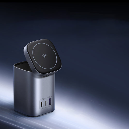 UGREEN X555 4in1 Wireless Network Charger, 65W, 3.25A, 1 x USB-A - 2 x USB-C, Gray