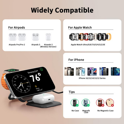 Drahtloses Netzladegerät XO Design CX035 3in1, 15W, 1.67A, Schwarz