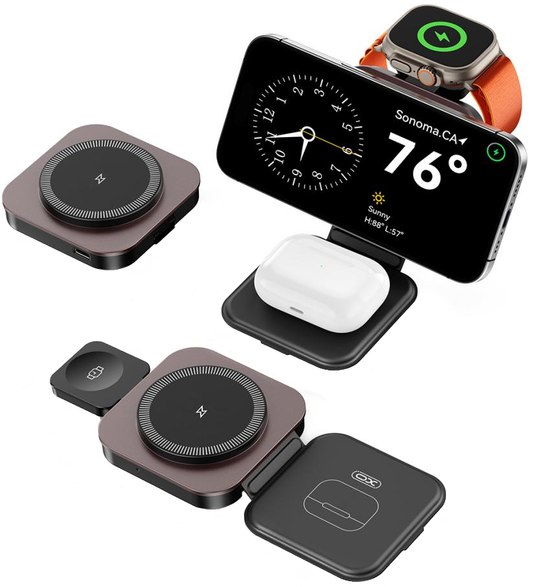 Drahtloses Netzladegerät XO Design CX035 3in1, 15W, 1.67A, Schwarz