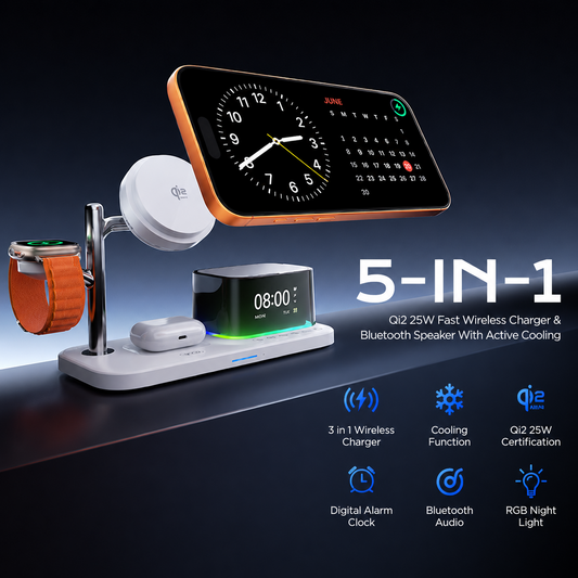 Kabelloses Netzladegerät mit Bluetooth-Lautsprecher XO Design CX045 5in1, 25W, Weiß