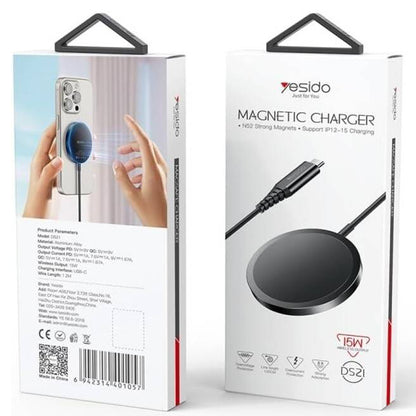 Wireless-Netzladegerät Yesido DS21, 15W, 1.67A, Schwarz