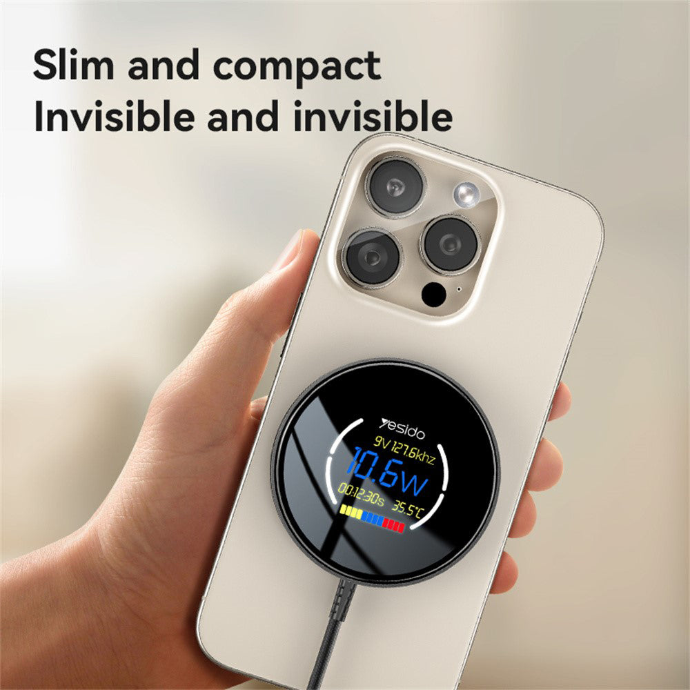 Wireless-Netzladegerät Yesido DS28 Display, 15W, 1.67A, Schwarz