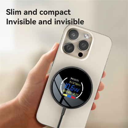 Wireless-Netzladegerät Yesido DS28 Display, 15W, 1.67A, Schwarz