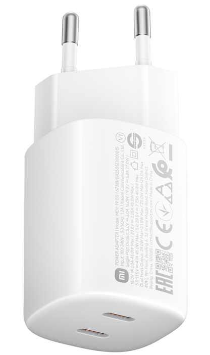 Xiaomi Nano Turbo Netzladegerät, 45W, 3A, 2 x USB-C, Weiß BHR087OEU