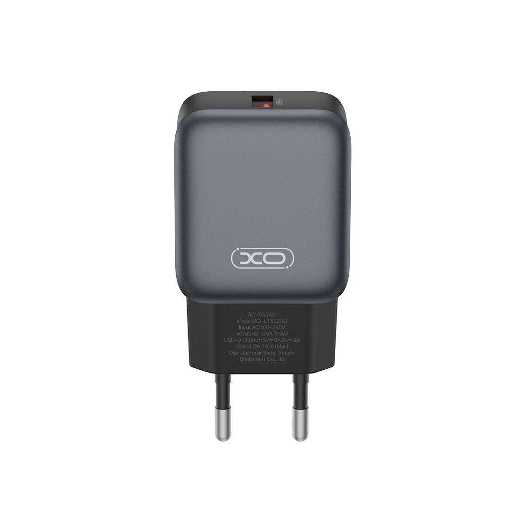 Netzladegerät XO Design L152, 18W, 3A, 1 x USB-A, Schwarz