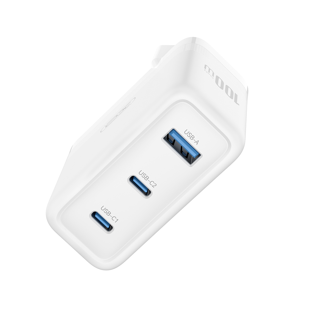 Netzladegerät XO Design CE35, 100W, 5A, 1 x USB-A - 2 x USB-C, Weiß