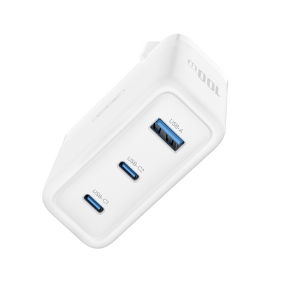 Netzladegerät XO Design CE35, 100W, 5A, 1 x USB-A - 2 x USB-C, Weiß