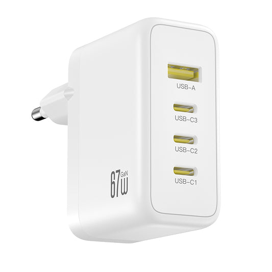 Netzteil XO Design CE39, 67W, 3A, 1 x USB-A - 3 x USB-C, Weiß