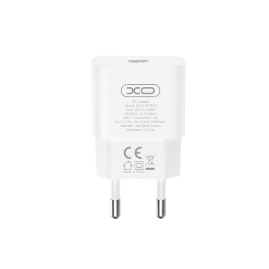 Netzladegerät XO Design L167, 25W, 3A, 1 x USB-C, Weiß