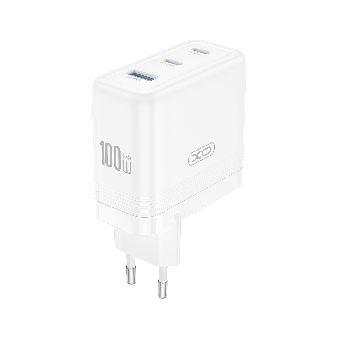 Netzladegerät XO Design CE35, 100W, 5A, 1 x USB-A - 2 x USB-C, Weiß