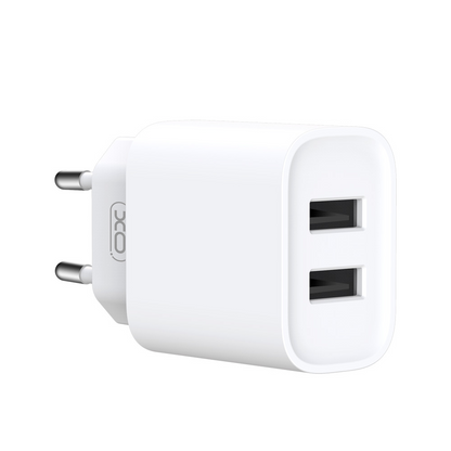Netzladegerät XO Design CE02C, 10.5W, 2.1A, 2 x USB-A, Weiß