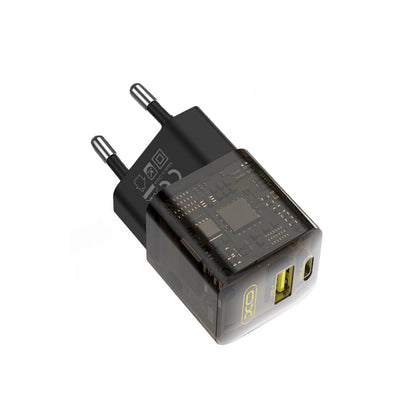 Netzladegerät XO Design CE05, 30W, 3A, 1 x USB-A - 1 x USB-C, Braun