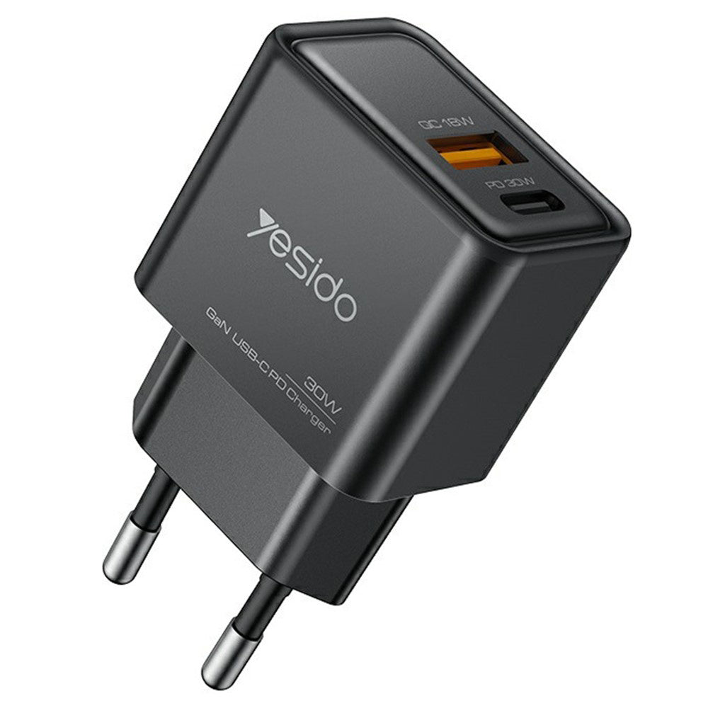 Netzladegerät Yesido YC64, 30W, 3A, 1 x USB-A - 1 x USB-C, Schwarz