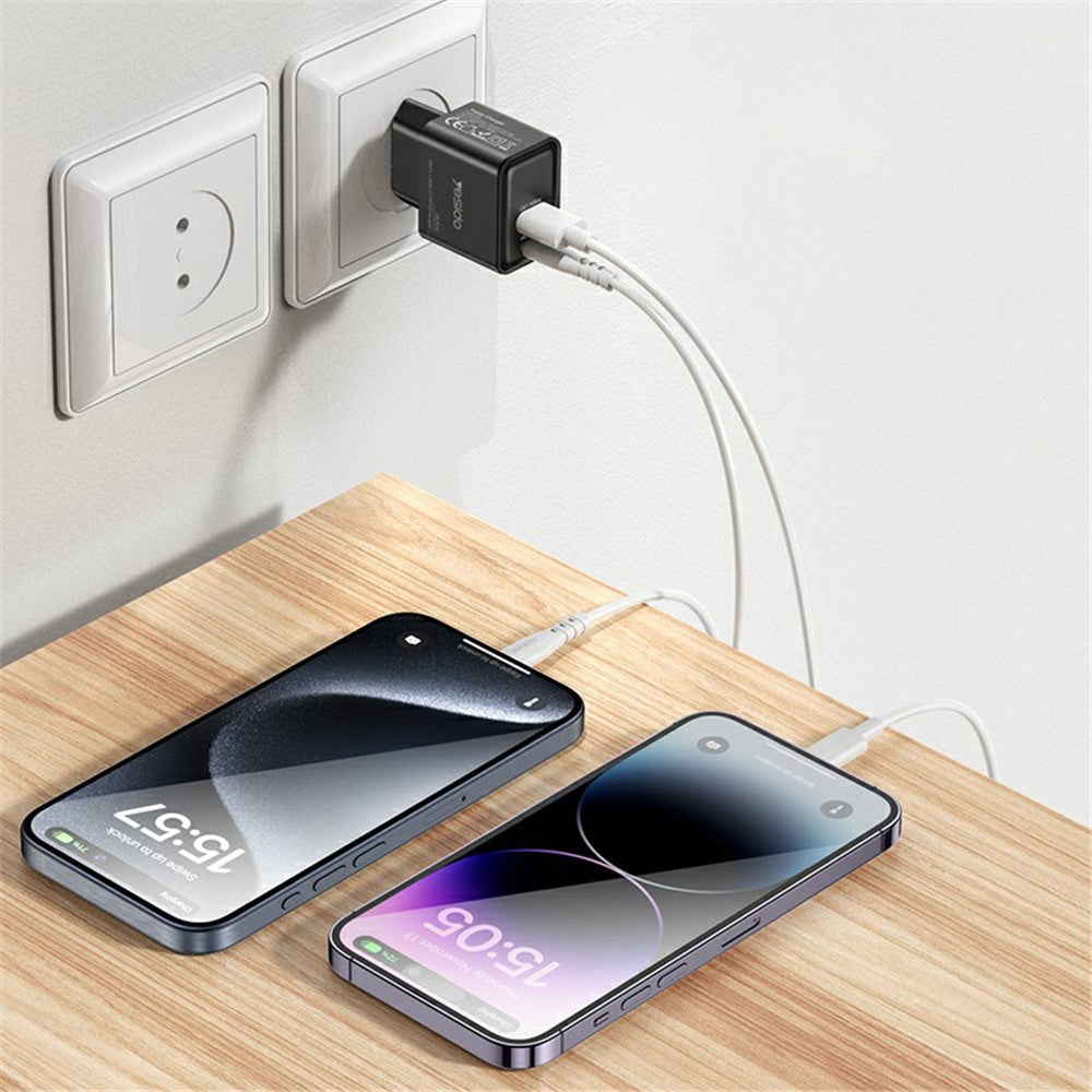 Netzladegerät Yesido YC64, 30W, 3A, 1 x USB-A - 1 x USB-C, Schwarz