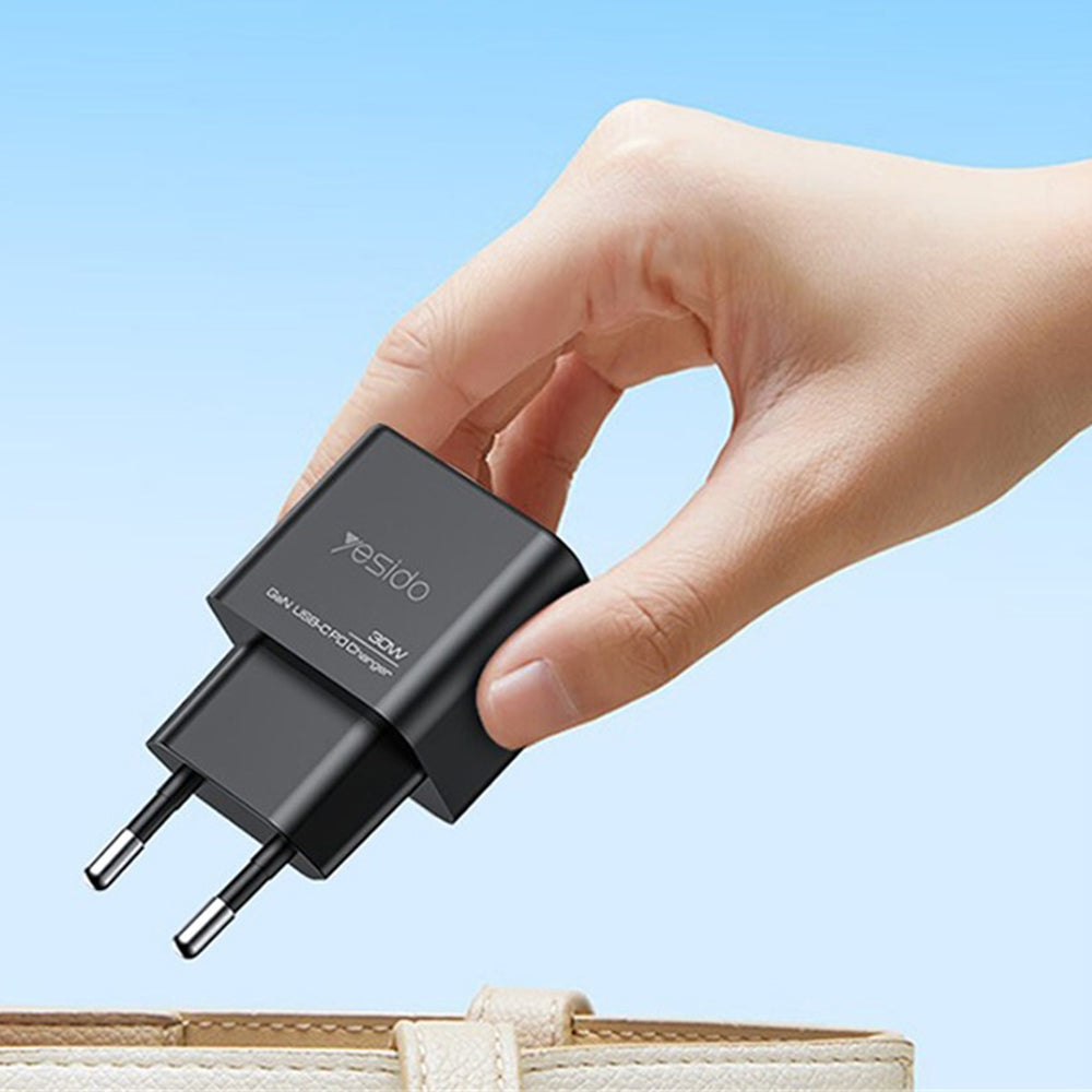 Netzladegerät Yesido YC64, 30W, 3A, 1 x USB-A - 1 x USB-C, Schwarz