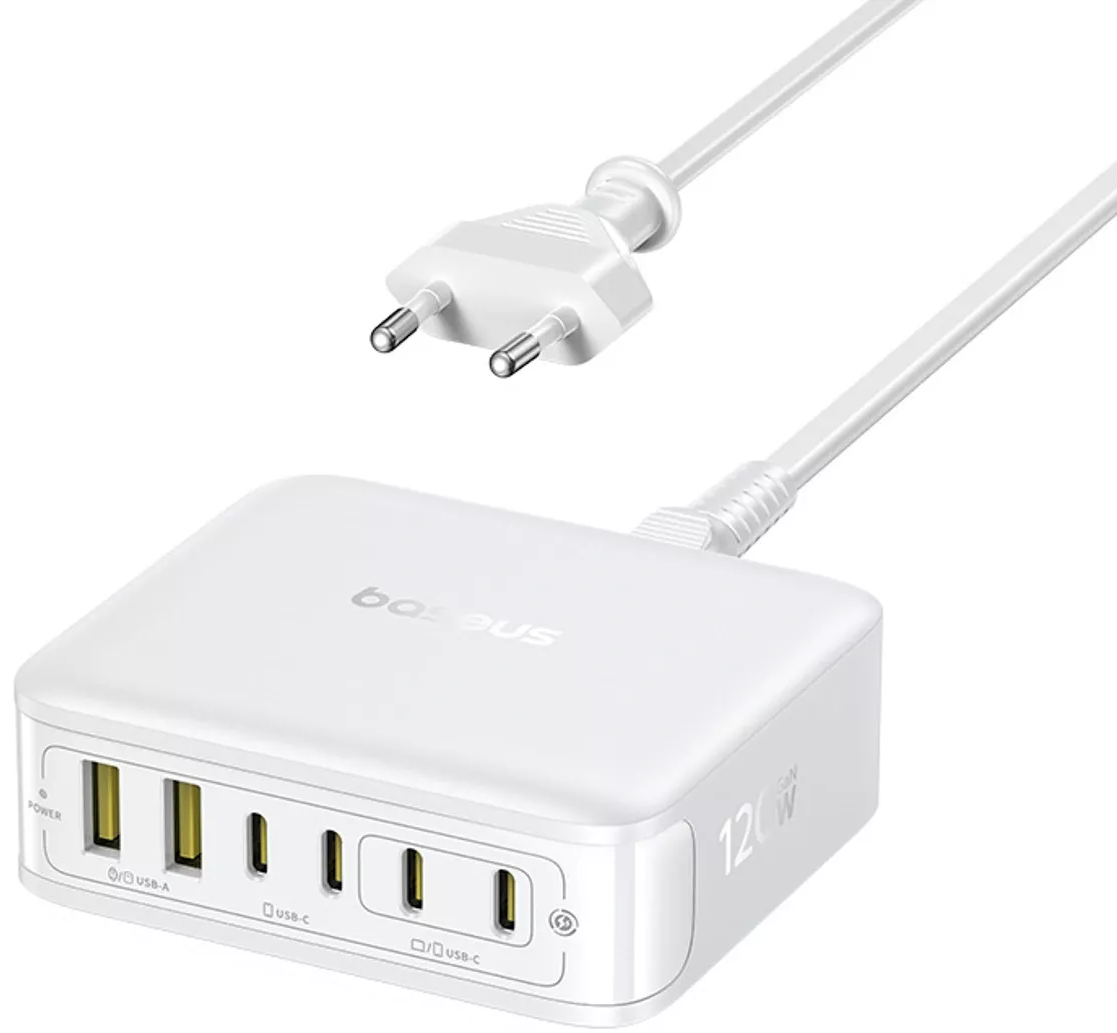 Baseus EnerFill FH21 Ladestation Ladegerät, 120W, 2 x USB-A - 4 x USB-C, Weiß E0120T01