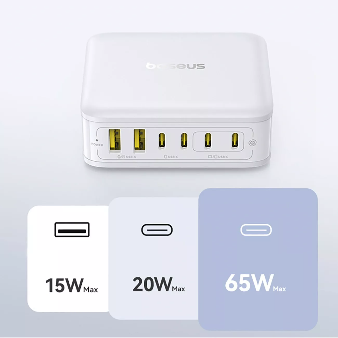 Baseus EnerFill FH21 Ladestation Ladegerät, 120W, 2 x USB-A - 4 x USB-C, Weiß E0120T01
