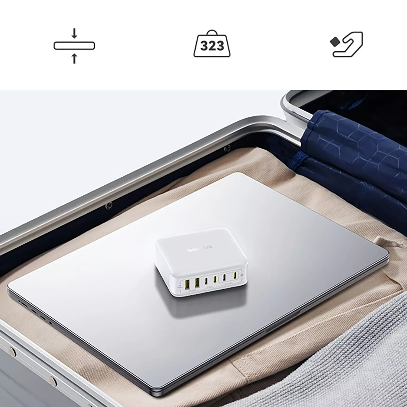 Baseus EnerFill FH21 Ladestation Ladegerät, 120W, 2 x USB-A - 4 x USB-C, Weiß E0120T01