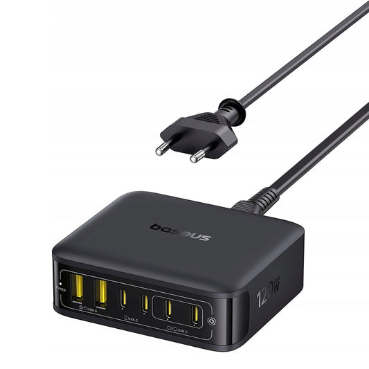 Baseus EnerFill FH21 Ladestation, 120W, 3.25A, 2 x USB-A - 4 x USB-C, Schwarz E0120T00