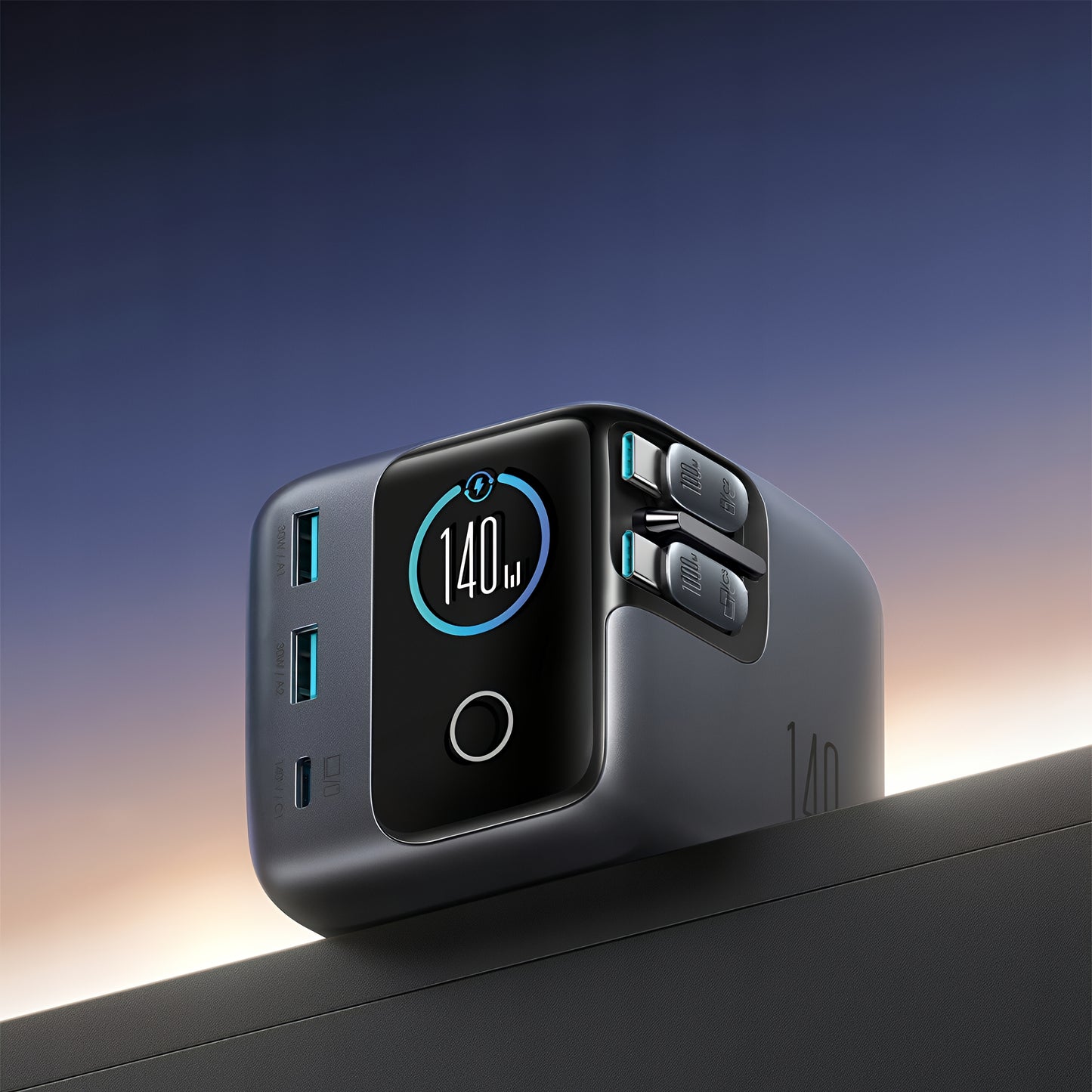 Ladestation mit USB-C Kabel Joyroom Podix JR-TRD01, 140W, 1 x USB-C - 2 x USB-A, Grau